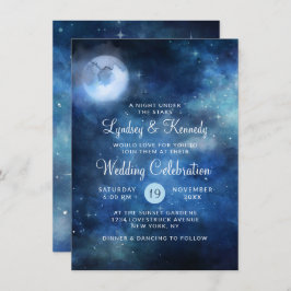 Invitación Noche de luna llena en el cielo lunar bajo el Boda