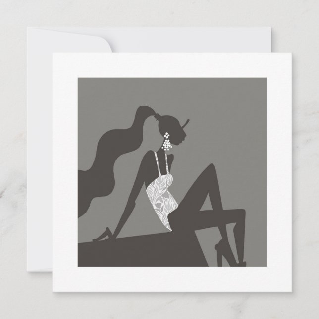 Invitación Noche de moda Piscina de veranoModa de fiestaIlust (Anverso)