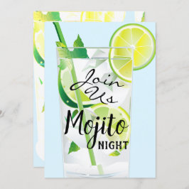 Invitación Noche de Mojito Menta Lima Luz Azul