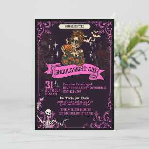Invitación Noche de monstruos: Fiesta de Halloween con esquel