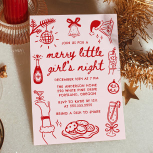 Invitación Noche de Navidad de Niña Alegre y Caprichosa
