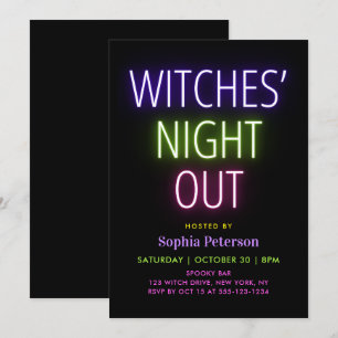 Invitación Noche de Neon Lights Witts fuera fiesta de Hallowe