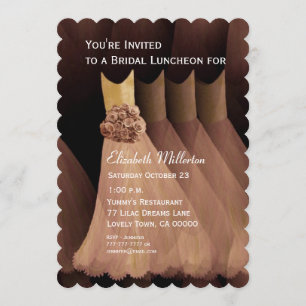 Invitación Noche de Noche Brunch Dorado Tan Vestidos V05