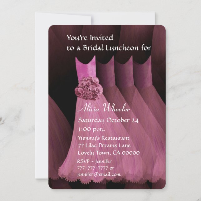 Invitación Noche de Novia o Vestidos de Brunch Rosa V01G (Anverso)