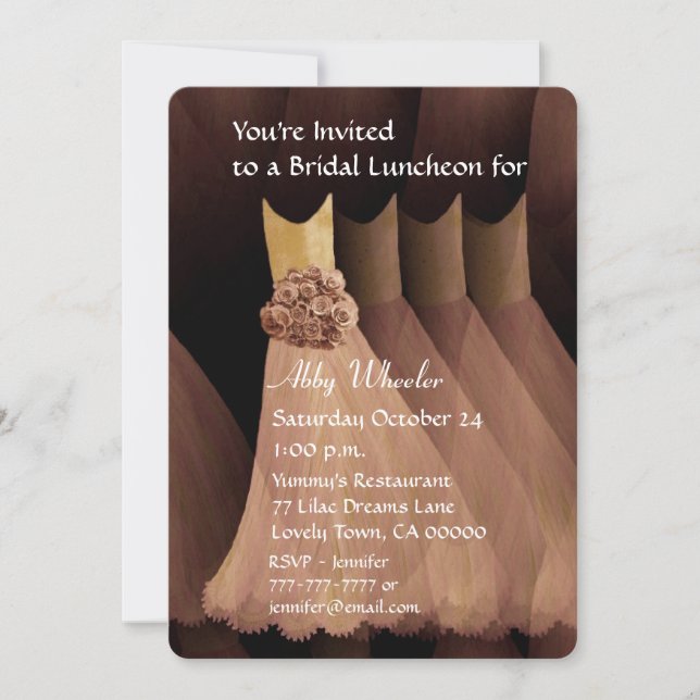 Invitación Noche de Novia o Vestidos de Brunch V01G (Anverso)