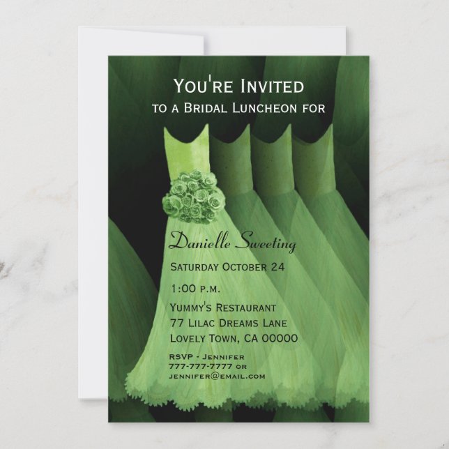 Invitación Noche de Novia o Vestidos Verdes de Brunch V03 (Anverso)