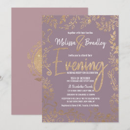 Invitación Noche de Ombre Mauve Lilac Purpurina Floral