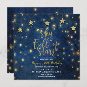 Invitación Noche de oro azul bajo cielo lleno de estrellas ce
