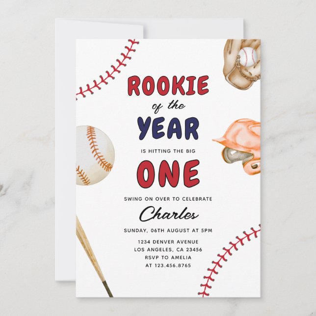Invitación Noche de oro del año en el béisbol 1er cumpleaños  (Anverso)