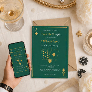 Invitación Noche de oro verde de la noche del casino