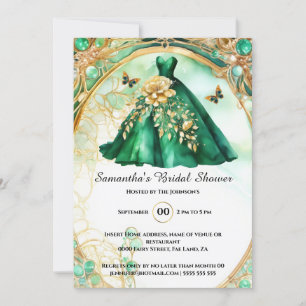 Invitación Noche de oro verde floral mariposa para ser