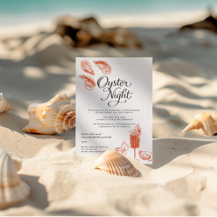 Invitación Noche de ostras Fiesta elegante de cena costera