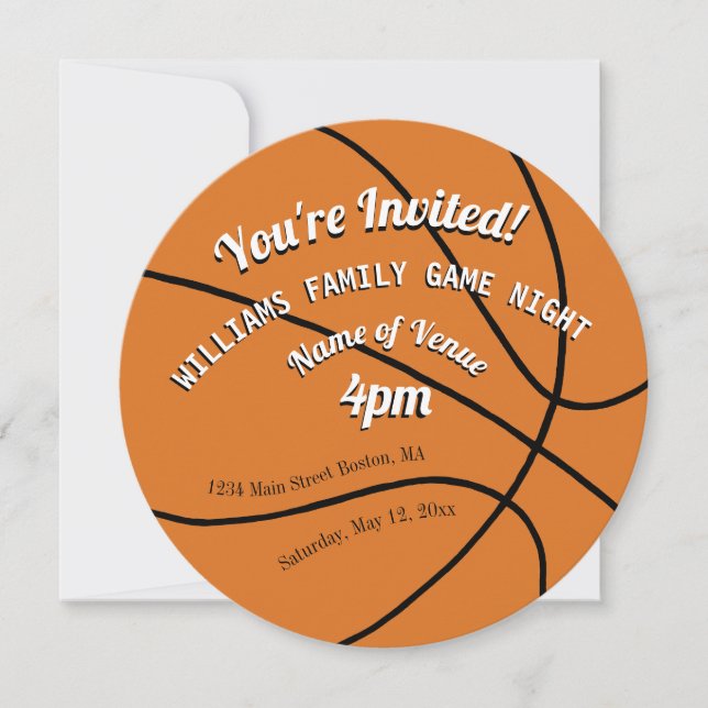 Invitación Noche de partidos deportivos de baloncesto (Anverso)