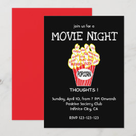 Invitación Noche de Película con Palomitas de Maíz