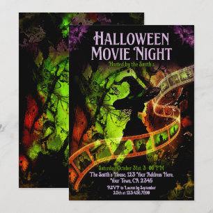 Invitación Noche de película de brujas de Halloween