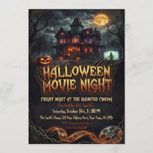 Invitación Noche de película de Halloween en casa embrujada