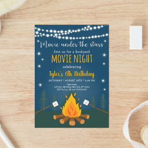 Invitación Noche de película de malvaviscos bajo las estrella