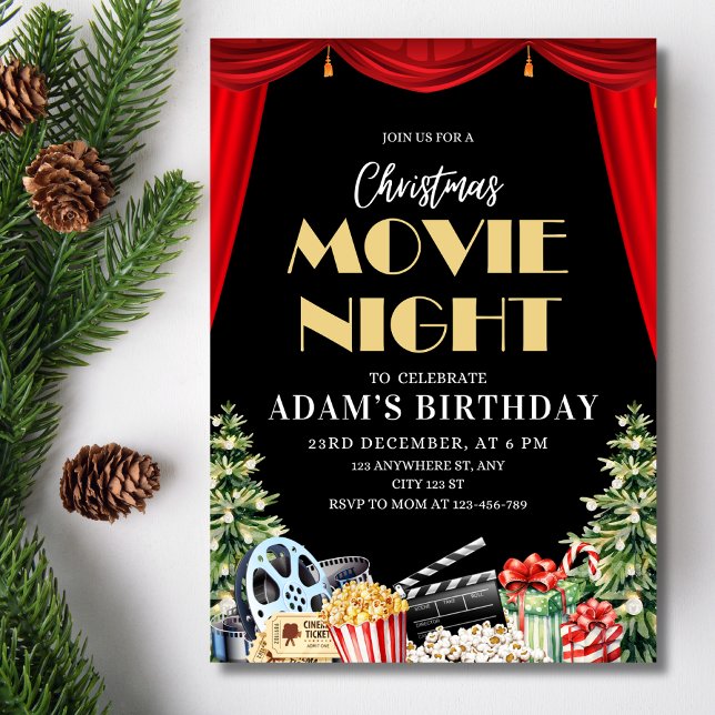 Invitación Noche de película de Navidad en el patio trasero p (Subido por el creador)