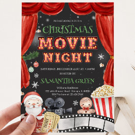Invitación Noche de Película de Navidad Fiesta Navideña