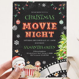 Invitación Noche de Película de Navidad Fiesta Navideña