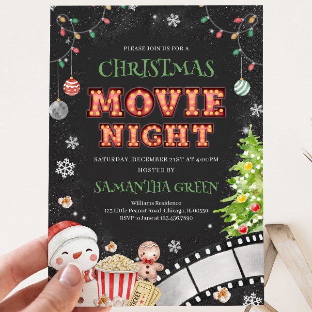 Invitación Noche de Película de Navidad Fiesta Navideña (Subido por el creador)