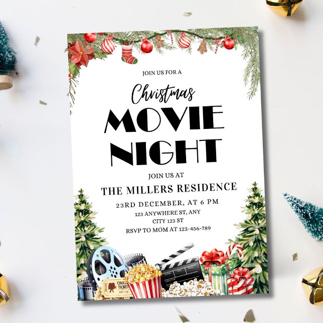 Invitación Noche de Película de Navidad Invitación, Película  (Subido por el creador)