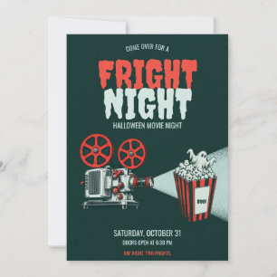 Invitación Noche de película de terror retro de Halloween