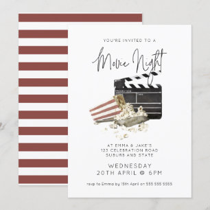 Invitación Noche de películas de color canela