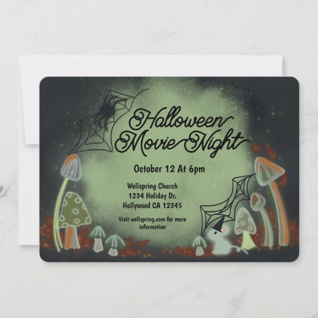 Invitación Noche de películas de Halloween Woodland Glow (Anverso)