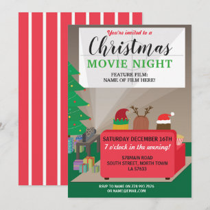 Invitación Noche de Películas de Navidad Fiesta Infantil Pelí