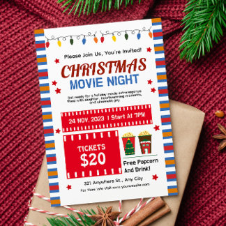 Invitación Noche de películas de Navidades curos