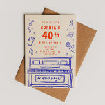 Invitación Noche de piano 40 Ilustraciones de cumpleaños dibu<br><div class="desc">Diversas invitaciones temáticas de piano fiesta de 40 años,  dibujadas a mano,  con ilustraciones de un piano,  notas musicales,  bebidas,  un micrófono y estrellas.</div>