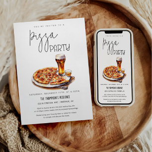 Invitación Noche de Pizza para Fiestas Pizza para Cualquier O