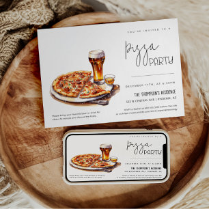 Invitación Noche de Pizza para Fiestas Pizza para Cualquier O