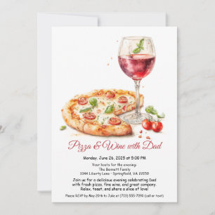 Invitación Noche de pizza y vino - Fiesta de cena del Día del