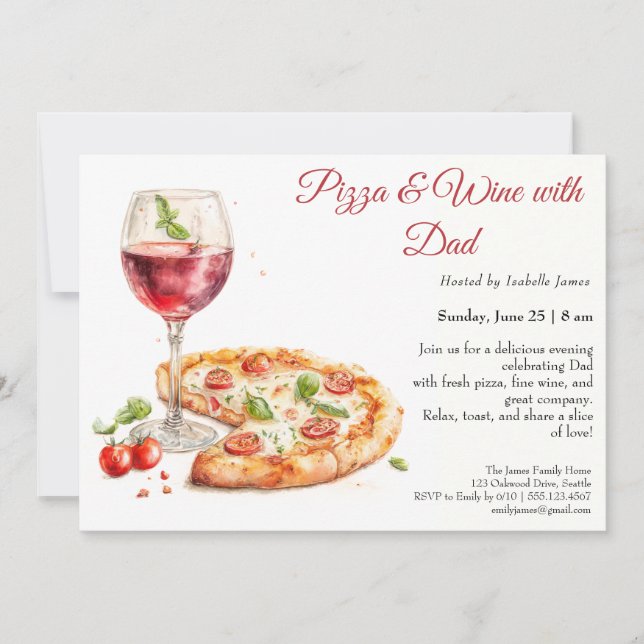 Invitación Noche de pizza y vino - Fiesta de cena del Día del (Anverso)