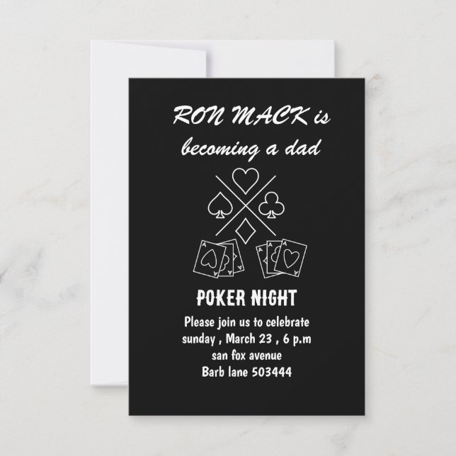 Invitación Noche de póquer Dadchelor (Anverso)