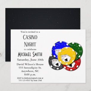 Invitación Noche de póquer en casino de despedida de soltero