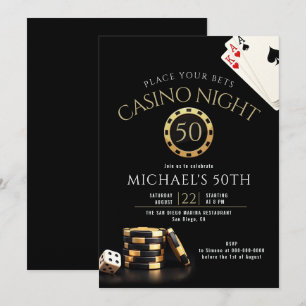 Invitación Noche de póquer en el casino Black Gold hombres 50
