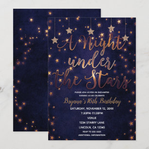 Invitación Noche de Púrpura y Oro Bajo las Estrellas Cielo Ce