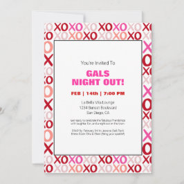 Invitación Noche de salida XOXO Fiesta del Día de la Galentin