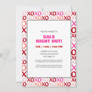 Invitación Noche de salida XOXO Fiesta del Día de la Galentin