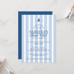 Invitación Noche de soltera con rayas azules náuticas 