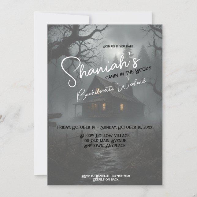 Invitación Noche de soltera en una cabaña en el bosque (Anverso)