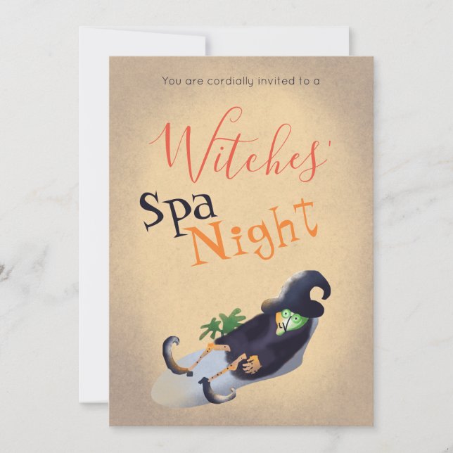 Invitación Noche de spa de brujas divertida Fiesta de Hallowe (Anverso)