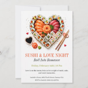 Invitación Noche de Sushi y Amor - Sushi de San Valentín