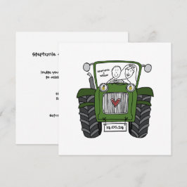 Invitación Noche de Tractor Verde de Boda de País personaliza