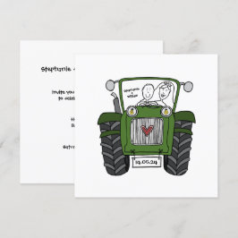Invitación Noche de Tractor Verde de Boda de País personaliza