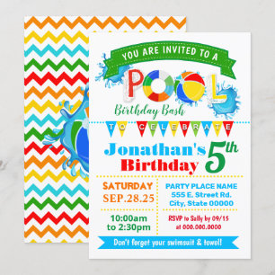 Invitación Noche de verano de fiesta de cumpleaños de piscina