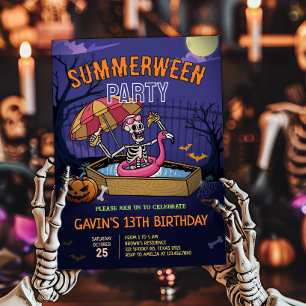 Invitación Noche de verano de la piscina de Halloween